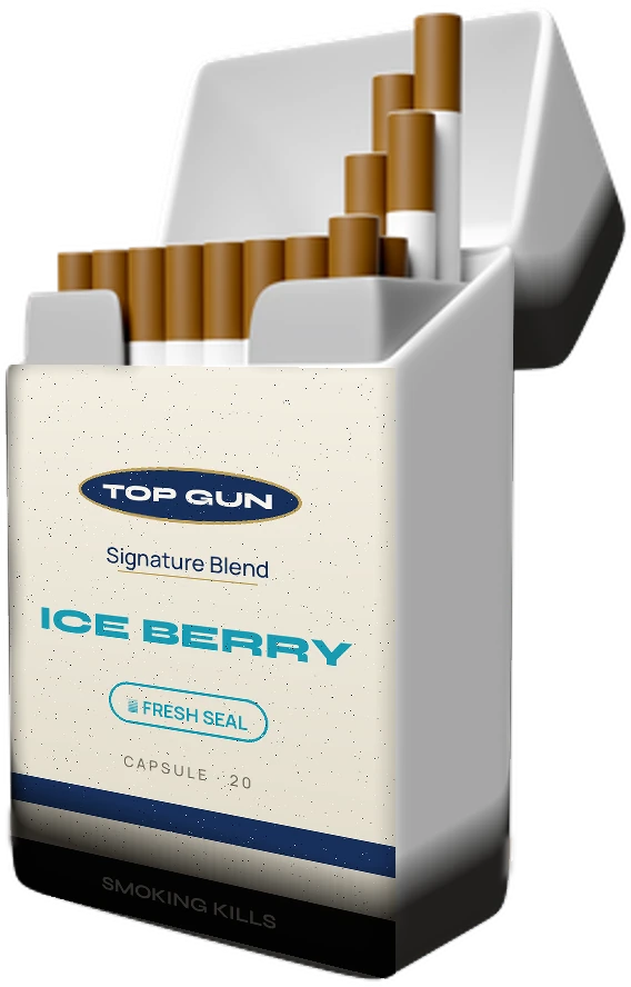 Top Gun Ice Berry open pack with cigarettes
