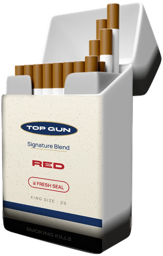 Top Gun Red open pack with cigarettes