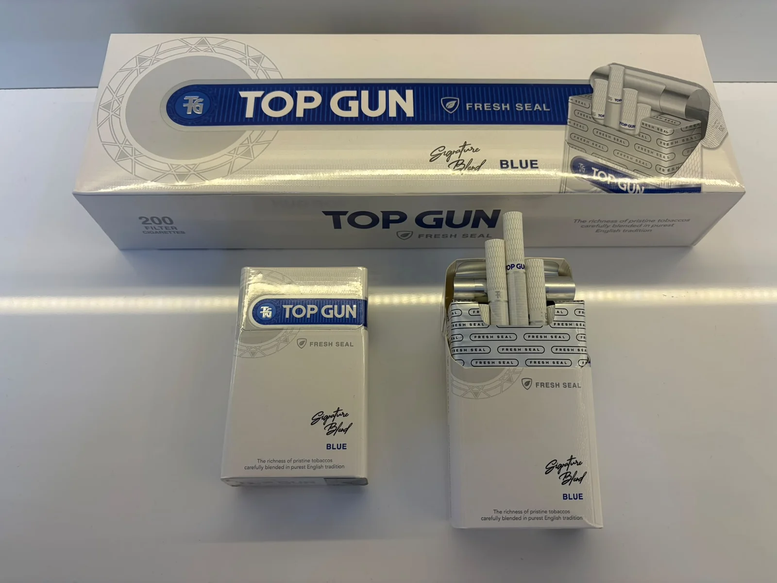 Top Gun Signature Blend Blue pack and carton