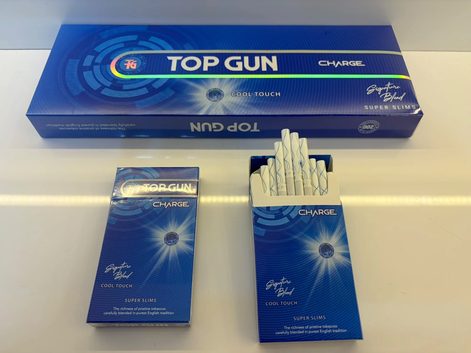 Top Gun Charge Cool Touch super slims pack and carton